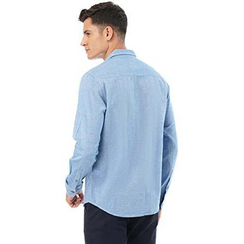 FYLTR Men's Solid Regular Fit Shirt (FYLSS23MS-015_Cool Blue S)
