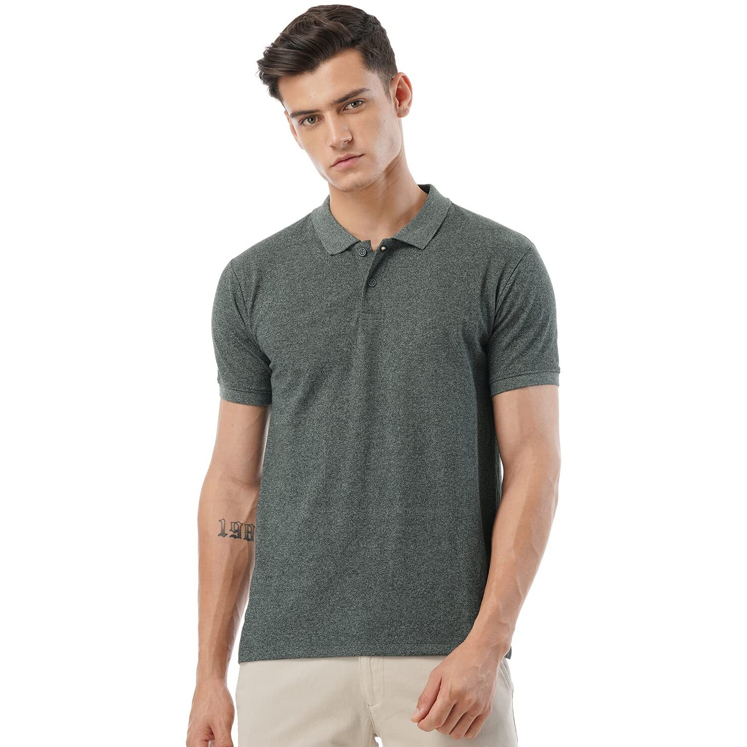 FYLTR Men's Solid Regular Fit Polo Shirt (FYLSS23MP-008_Ever Green L)