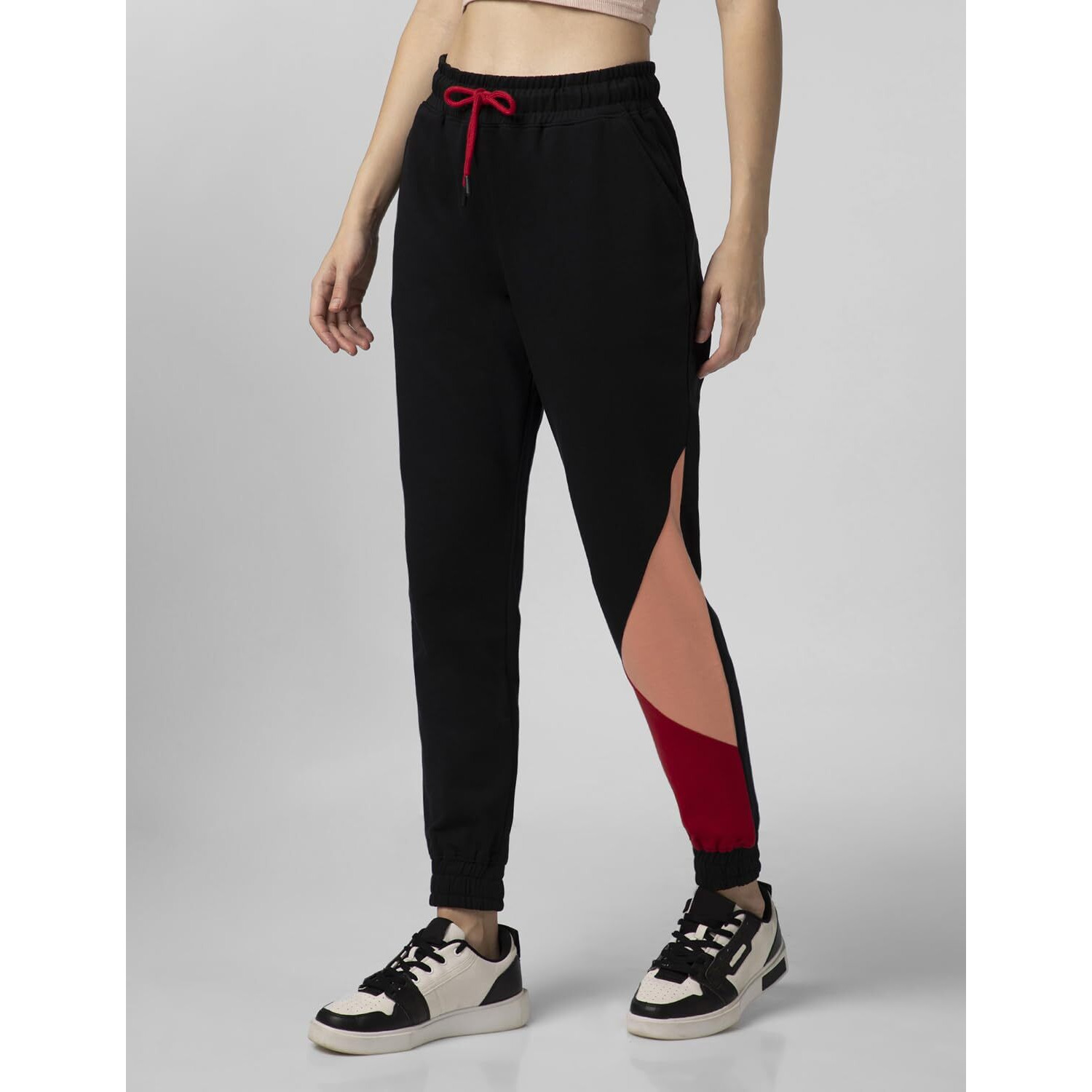 FYLTR Women's Asymmetric Colourblock Joggers with Elasticated Waistband & Contrast Drawcord
