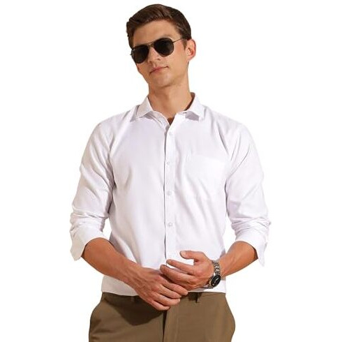 Formal Shirts for Men || Shirt for Men || Men Shirt (in, Alpha, M, Moonlit White-Brickwall)