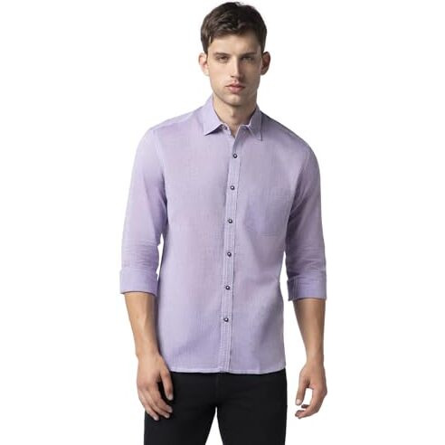 FYLTR Men's Solid Regular Fit Shirt (FYLSS23MS-015_Regal Lavender