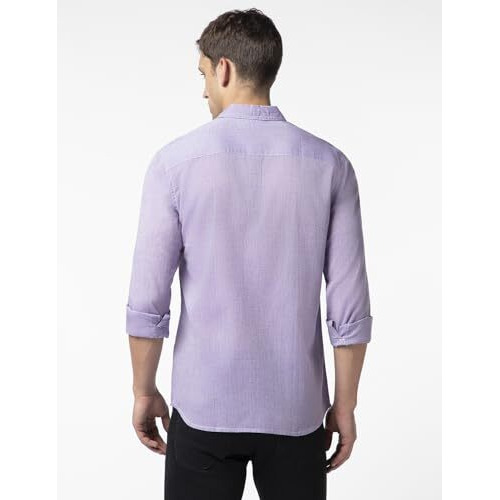 FYLTR Men's Solid Regular Fit Shirt (FYLSS23MS-015_Regal Lavender