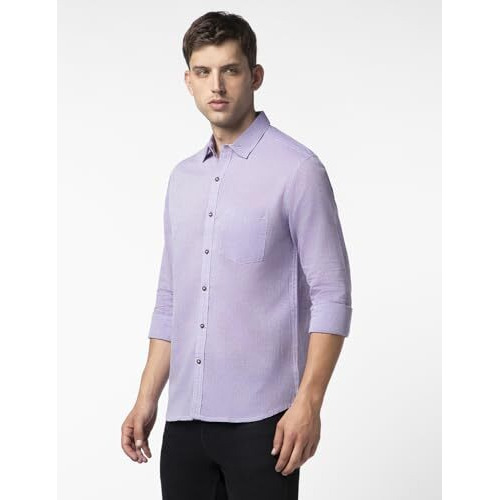 FYLTR Men's Solid Regular Fit Shirt (FYLSS23MS-015_Regal Lavender