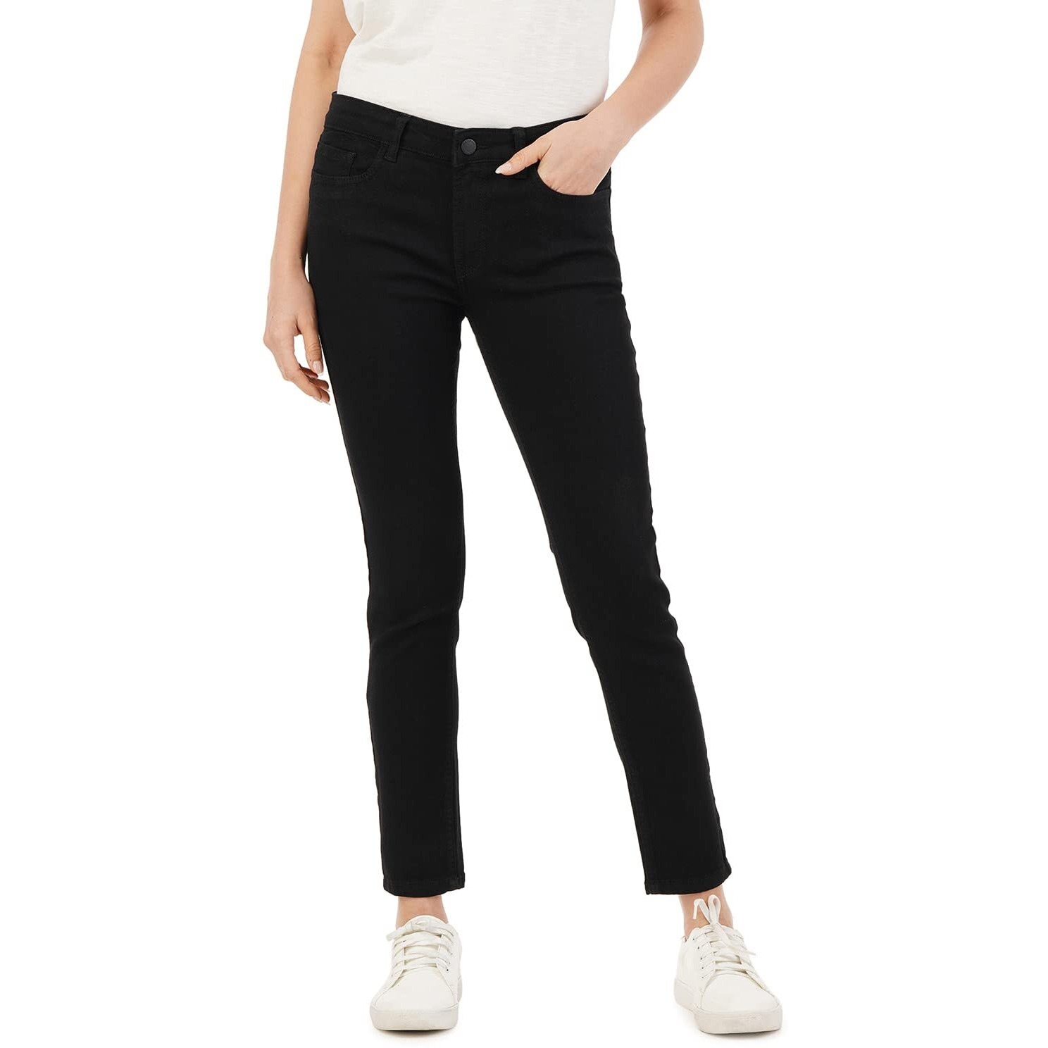 INKD Women's Buttersoft Skinny Fit Jeans- Stretchable (Super Black, 28)
