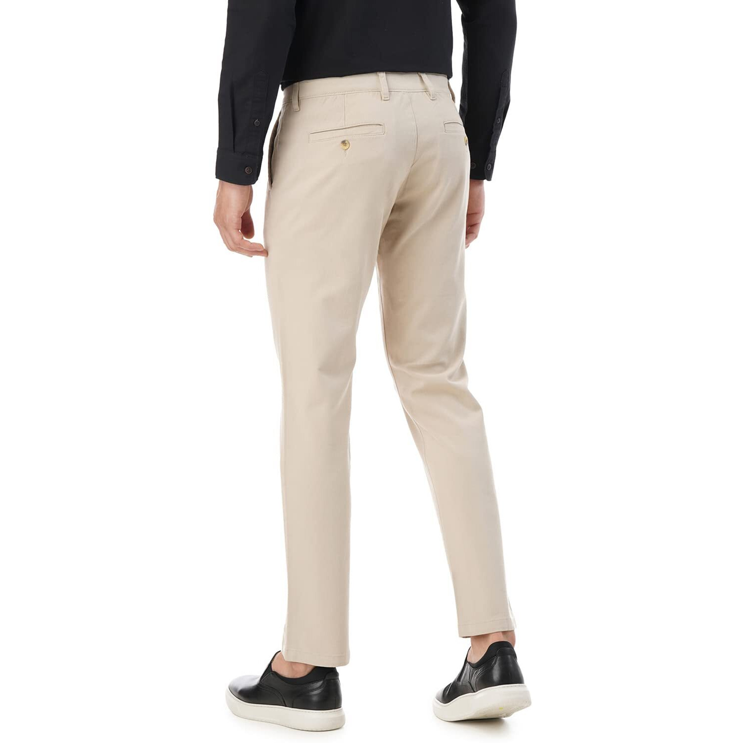 FYLTR Men's Straight Fit Stretch Cotton Khaki Trousers - Soft Handfeel