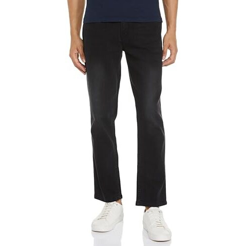 INKD Men's Relaxed Mid Rise Jeans (INKAW24MJN-501_Charcoal Black, 30