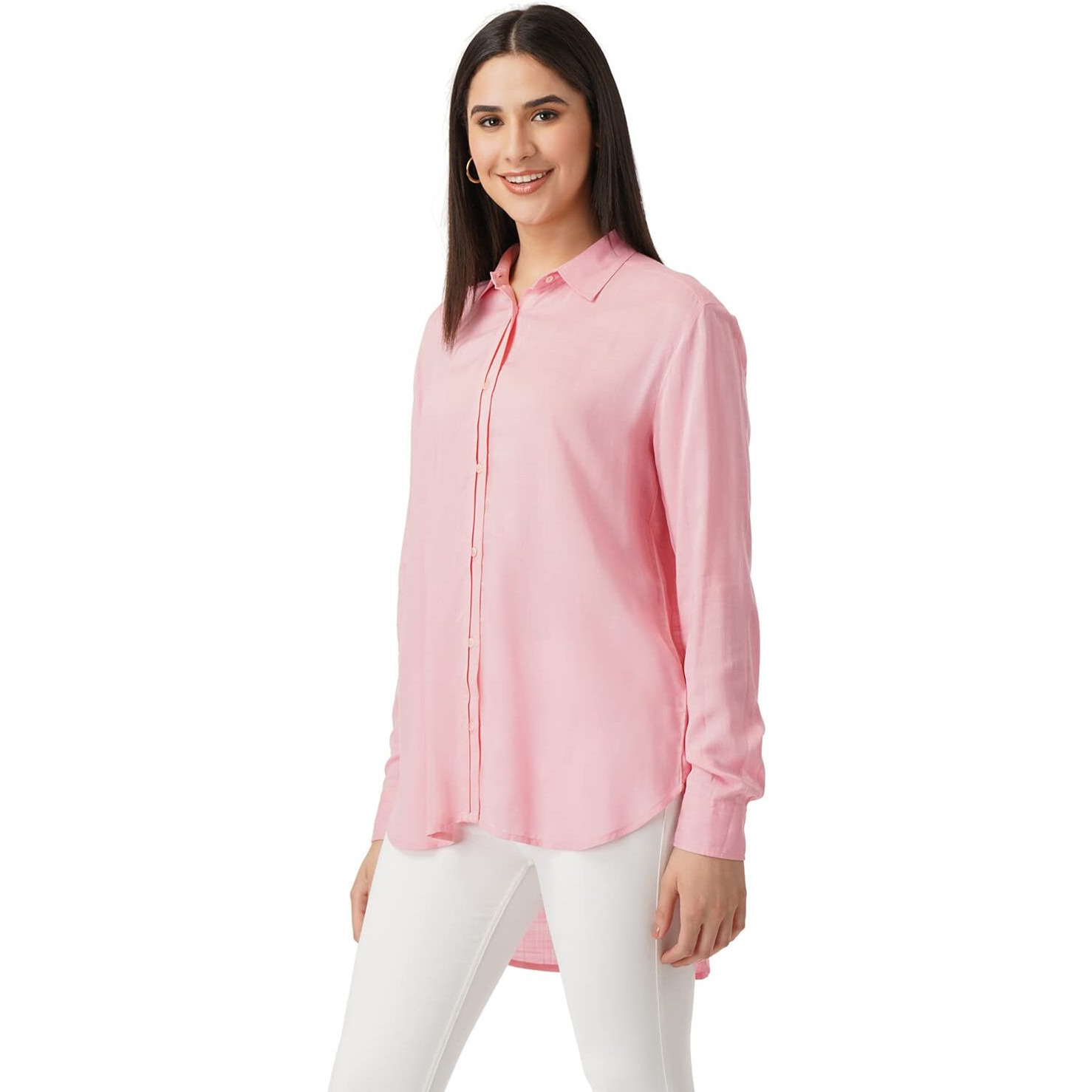 FYLTR Women's Solid Regular Fit Shirt (FYLSS23WB-022_Boss Rose S)