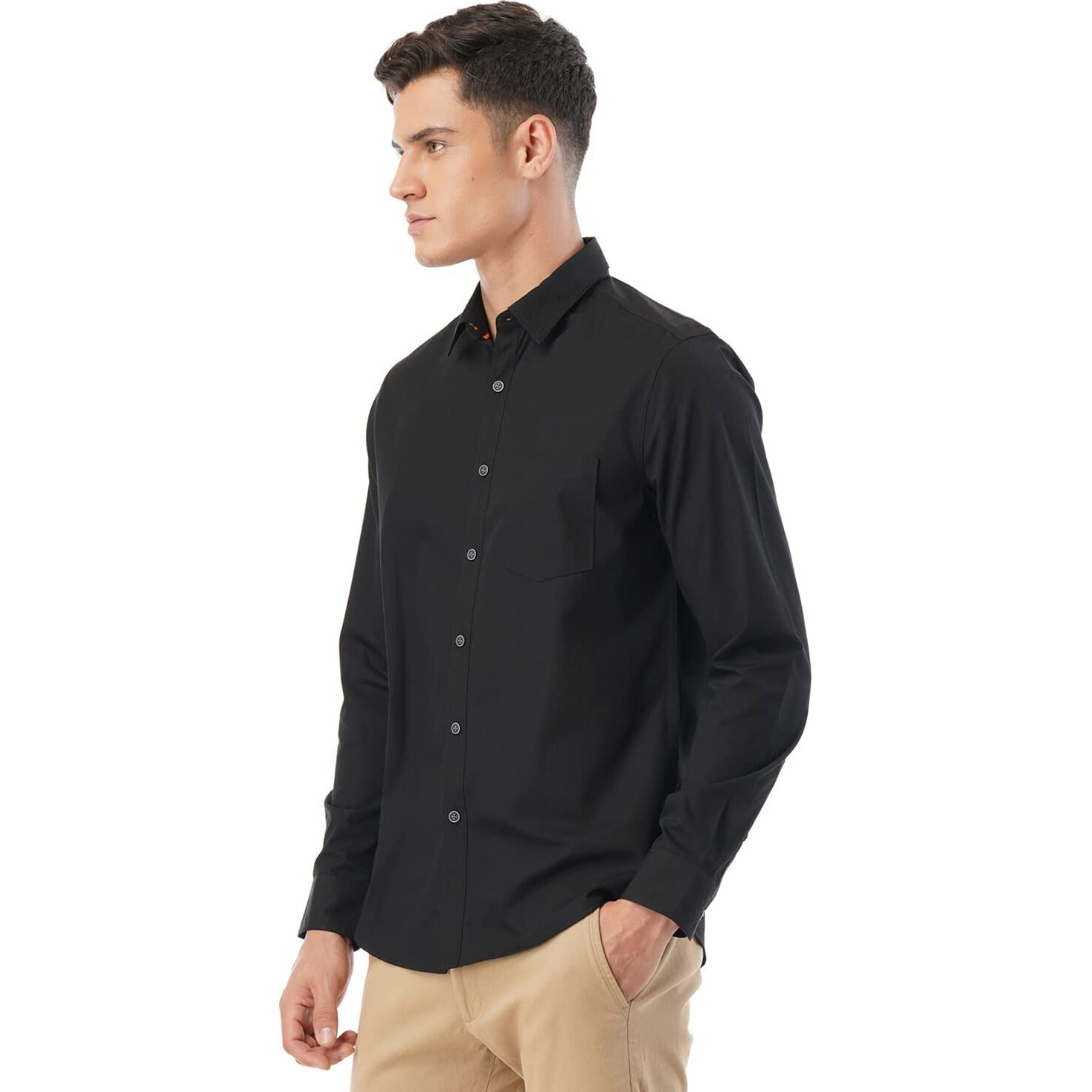 FYLTR Men's Solid Regular Fit Shirt (FYLSS23MS-011_Black Beauty S)
