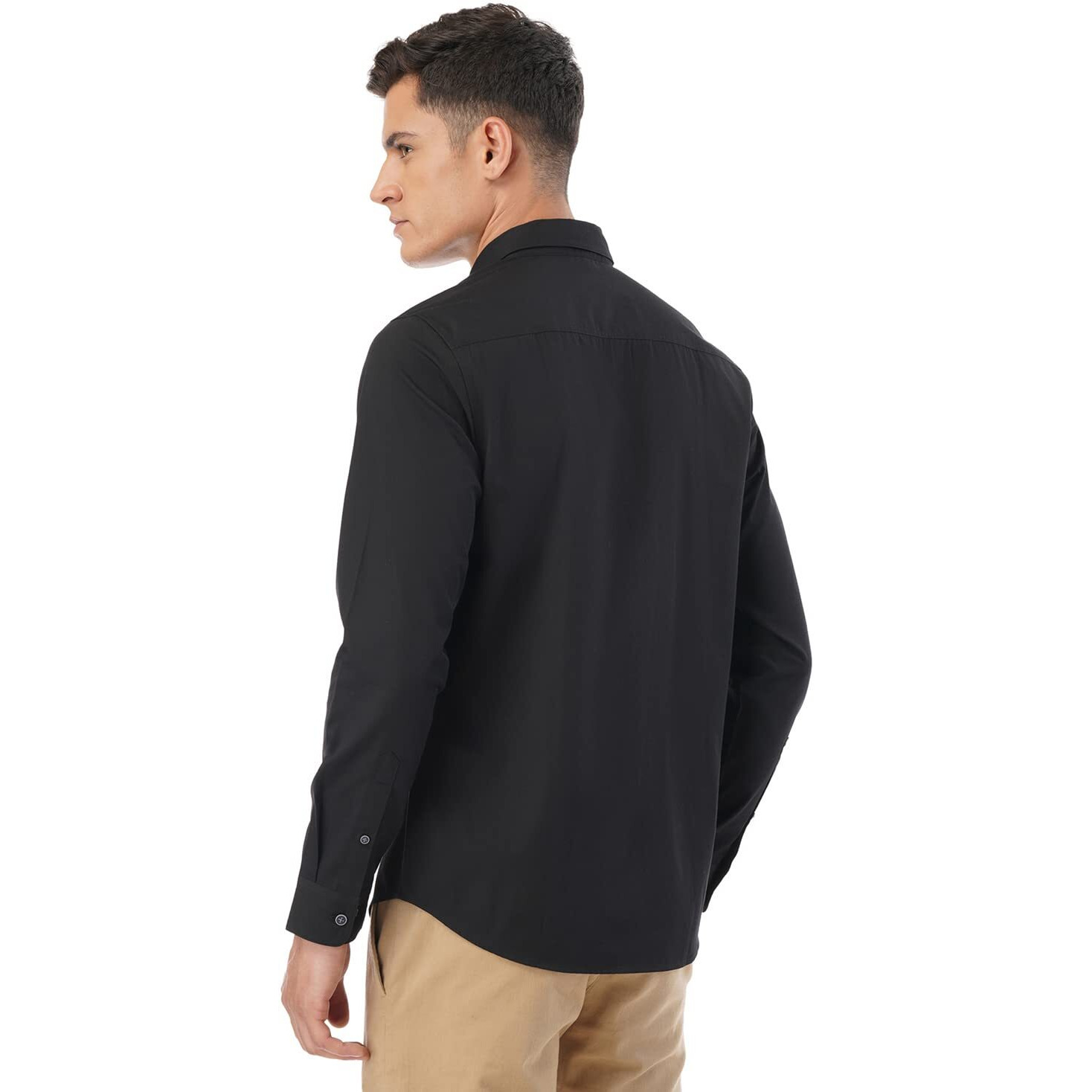 FYLTR Men's Solid Regular Fit Shirt (FYLSS23MS-011_Black Beauty S)