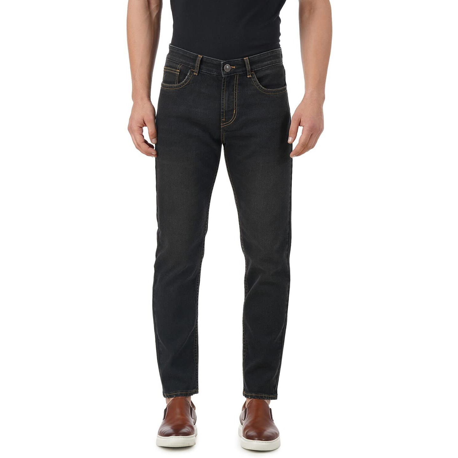 INKD Men's Regular Jeans (INKSS23MJN-009_Black Whack_28)