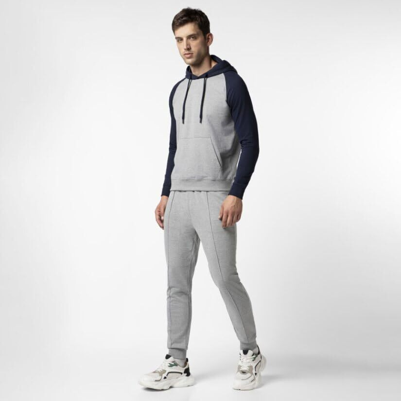 FYLTR Men's Casual Colourblock Raglan Hoodie with Drawstrings - Utility Pockets | Ribbed Hem & Cuff