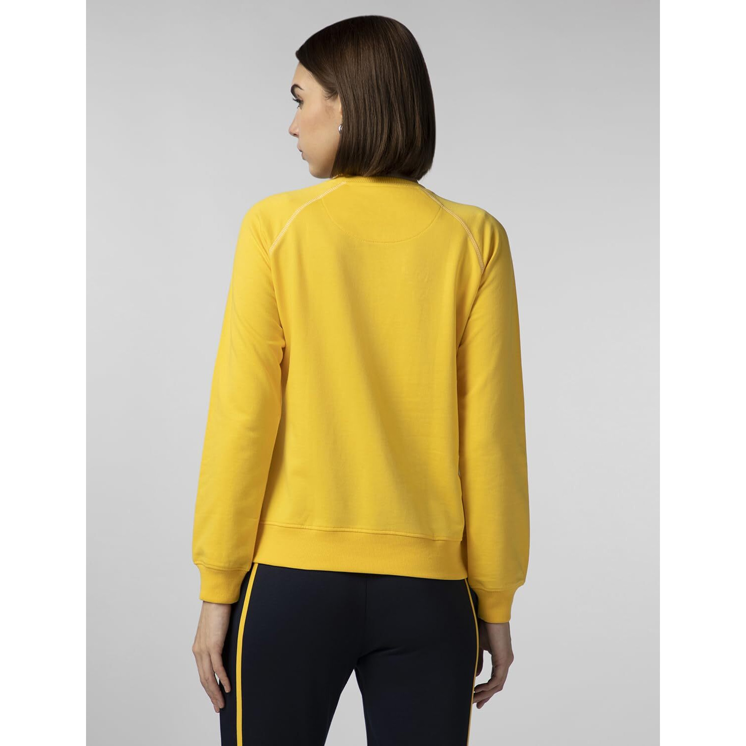 FYLTR Women's Solid Color Raglan Sweatshirt with Full Sleeve - Round Neck | Contrast Flatlock Stitch Detailing | Casual Winterwear for Women Mellow Yellow