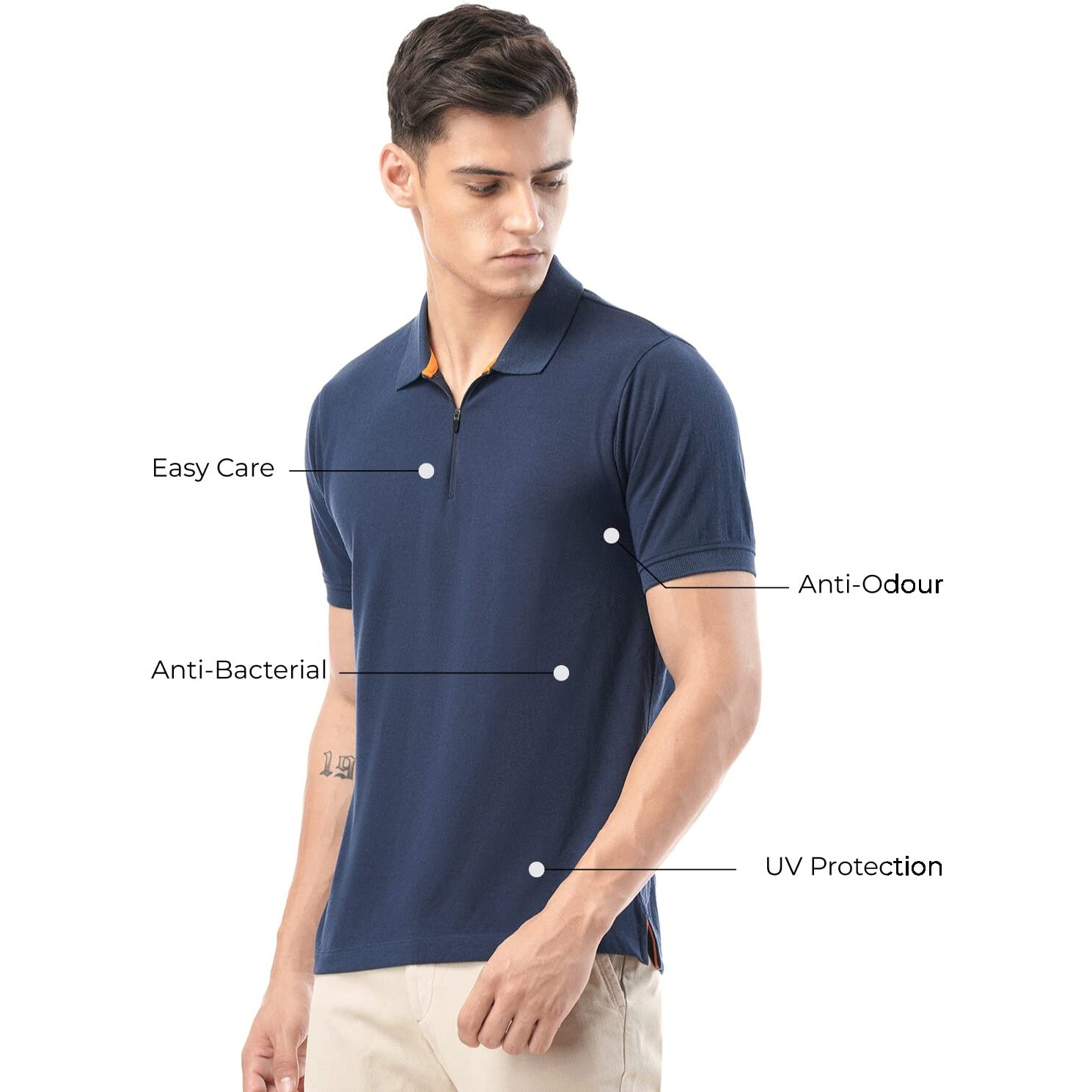 FYLTR Men's Solid Regular Fit Polo Shirt (FYLSS23MP-006_Blue Beats L)