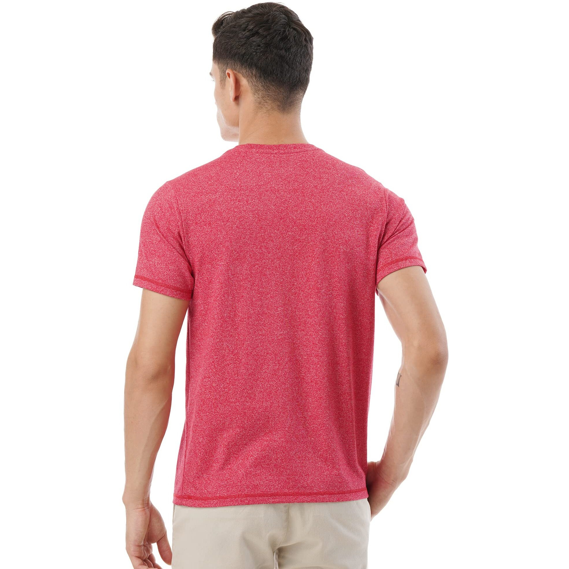 FYLTR Men's Solid Regular Fit T-Shirt (FYLSS23MTS-010_Red Rage M)