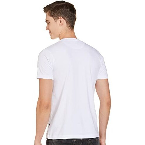 REVOLT Solid Slim Fit Men's Casual Round Neck 100% Relaxed Fit T-Shirt-with Graphic Print, Logo Branding (Coconut Milk, Medium) (Revss23-Tee-002),White