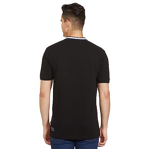 REVOLT Solid Slim Fit Men's 100% Cotton Polo T-Shirt-with Logo Branding (Jet Black, S) (REVSS23-POL-002