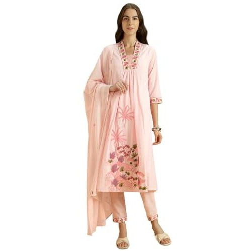 Kaari Cotton Womens Kurta Set (KAAAW24WSKD-78848_Gulnaar Pink _M)