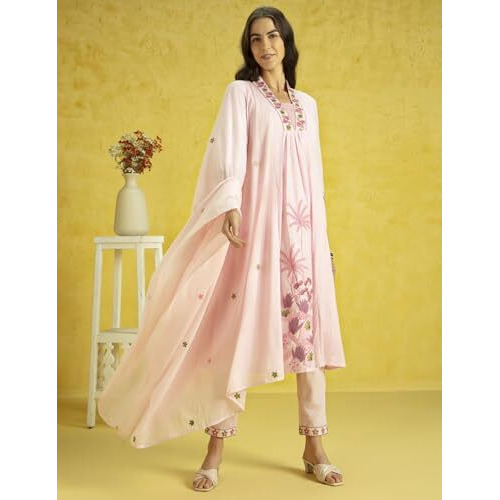 Kaari Cotton Womens Kurta Set (KAAAW24WSKD-78848_Gulnaar Pink _M)