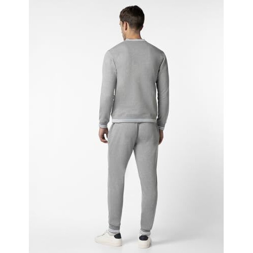 FYLTR Men's Sweatshirt & Jogger Casual Co-ord Set with Striped Rib Detail - Stripe Rib Detail on Neck, Cuff & Hem | Casual Winterwear For Men