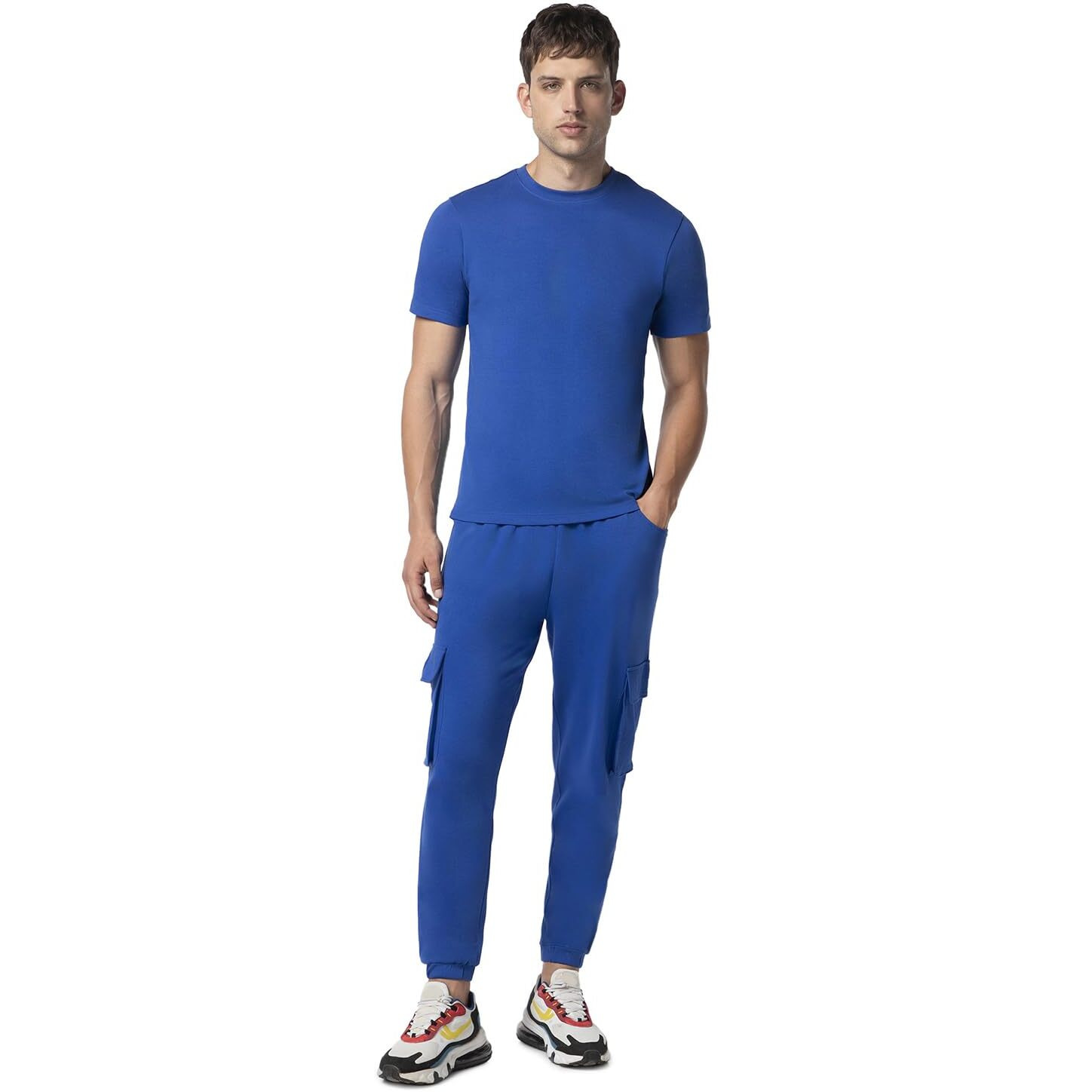 FYLTR Men's Crewneck T-shirt & Cargo Jogger Co-ord Set - 100% Cotton | Half Sleeve T-shirt| Jogger with Side & Cargo Pockets