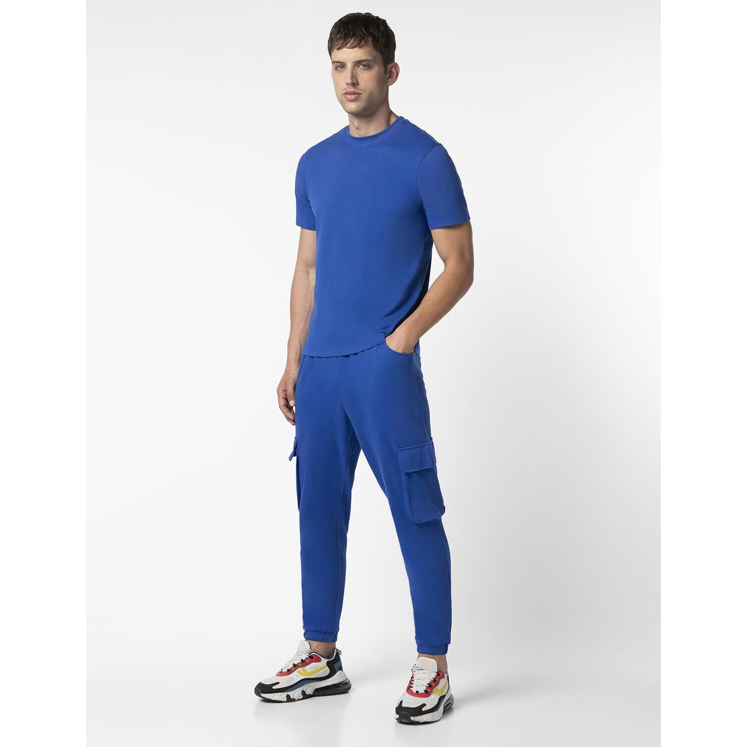 FYLTR Men's Crewneck T-shirt & Cargo Jogger Co-ord Set - 100% Cotton | Half Sleeve T-shirt| Jogger with Side & Cargo Pockets