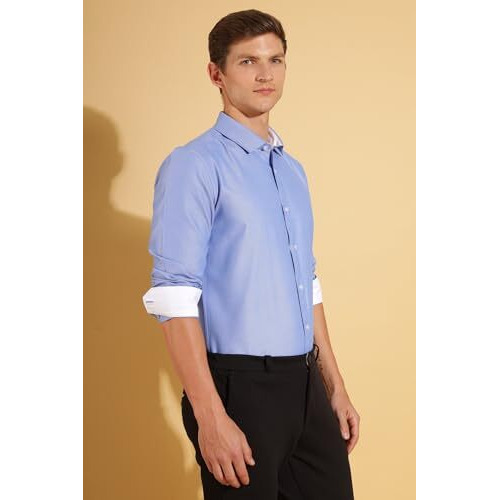 Formal Shirts for Men || Shirt for Men || Men Shirt (in, Alpha, XL, Egyptian Blue)