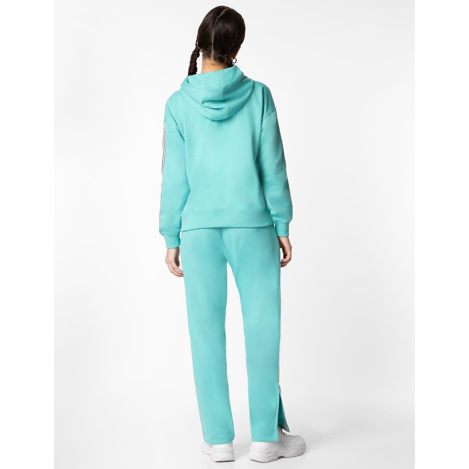 FYLTR Women's Drop Shoulder Hoodie & Joggers Set With Contrast Branded Tape on Sleeve and Jogger Side Seam - Rib Hem & Cuff | Slit Detail at Hem
