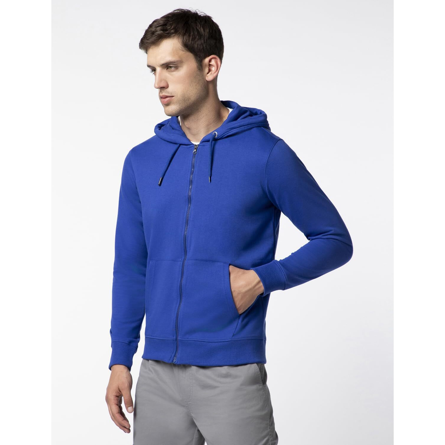 FYLTR Men's Casual Zip-Up Hoodie with Drawstring Detail - Utility Pockets | Full Zipper | Casual Winterwear for Men