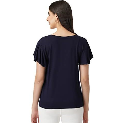 FYLTR Women's Solid Regular Fit Blouse (FYLSS23WKT-005_Heavy Navy S)