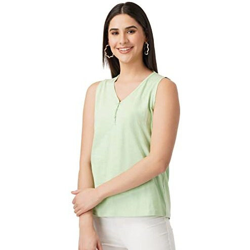 FYLTR Women's Solid Regular Fit Blouse (FYLSS23WKT-003_Green Dreams XXL)