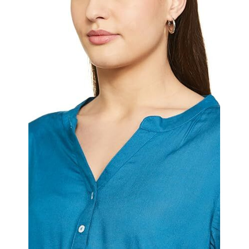 FYLTR Women's Fashion V-Neck Top with Roll-up Sleeves