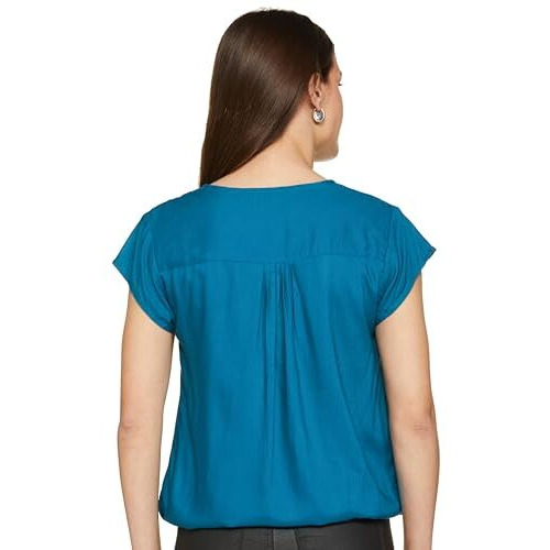 FYLTR Women's Solid Regular Fit Blouse (FYLSS23WB-024_Mediterranean Blue