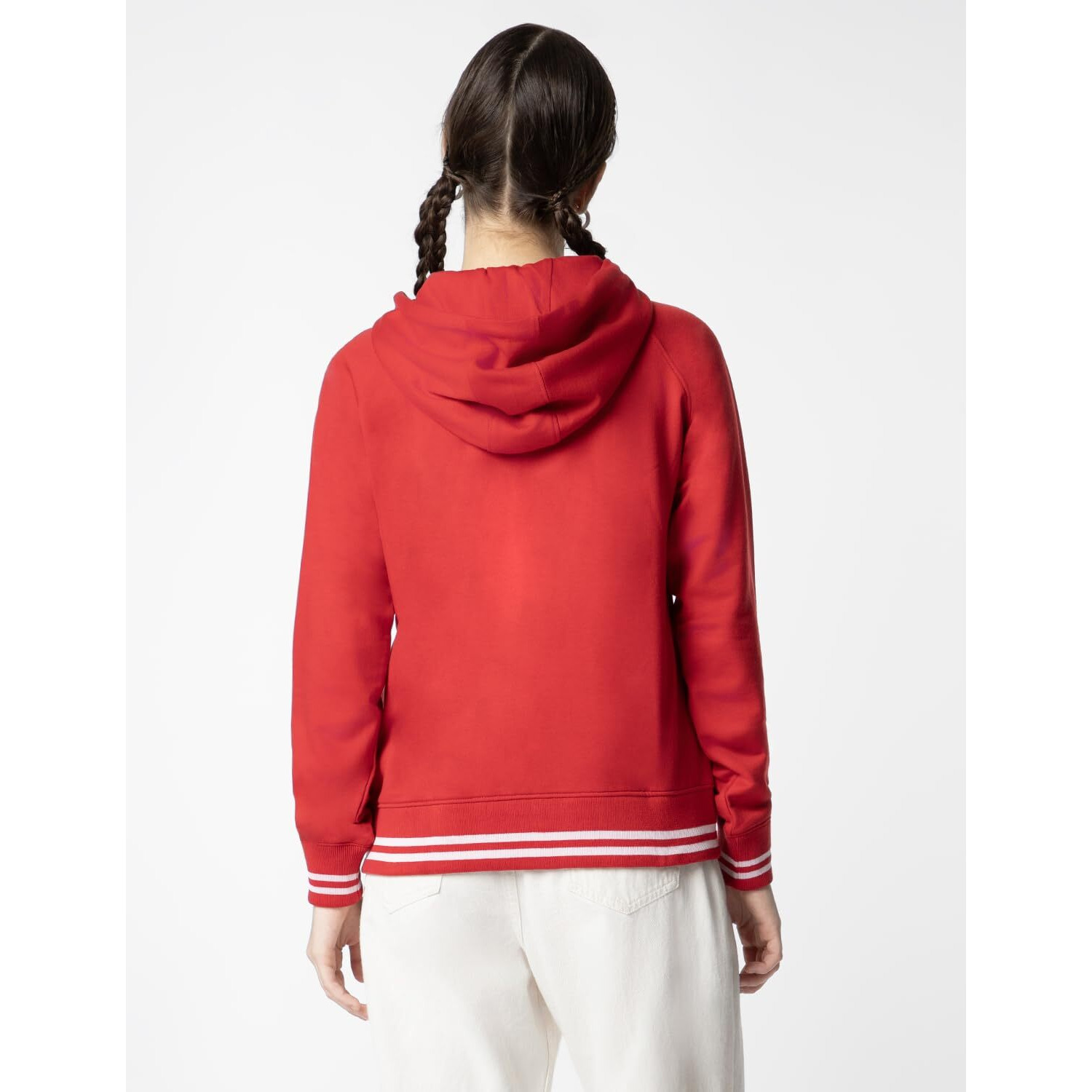 FYLTR Women's Hoodie with Stripe Rib Detail - Sporty Raglan Sleeve | Spacious Side Pockets | Full Zipper | Casual Winterwear for Women