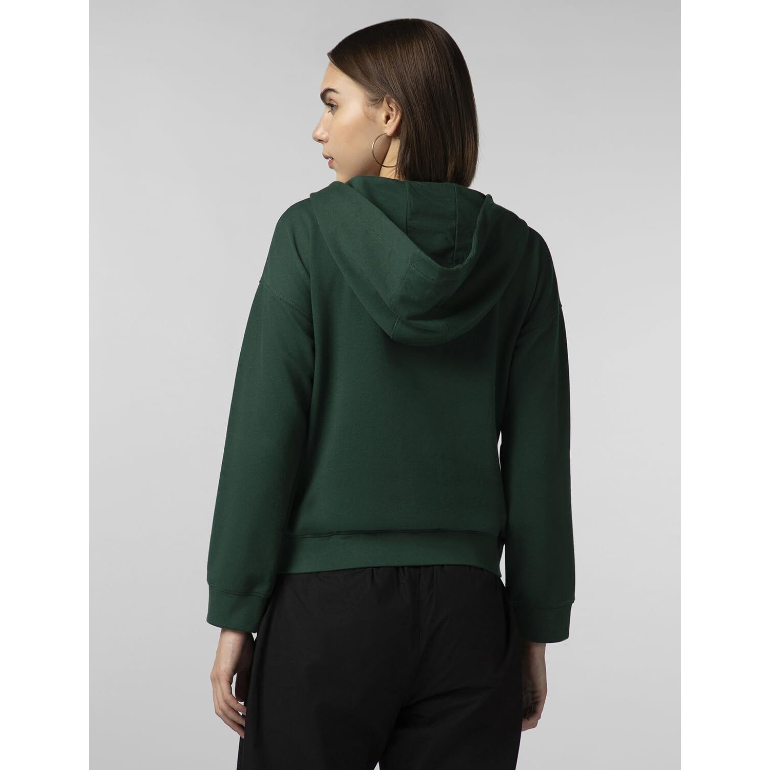 FYLTR Women's Drop Shoulder Hoodie with Lace Up Neck Detailing & Contrast Drawcord