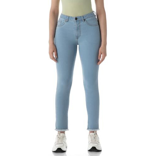 INKD Women's Slim Fit Jeans - Mid-Rise| Enzyme Wash | Classic 5 Pocket Styling (INKSS24WJN-405-Seaside Slate-36)