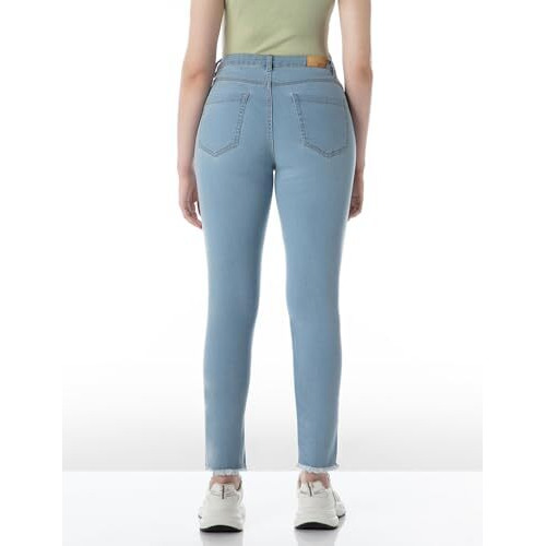 INKD Women's Slim Fit Jeans - Mid-Rise| Enzyme Wash | Classic 5 Pocket Styling (INKSS24WJN-405-Seaside Slate-36)