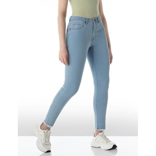 INKD Women's Slim Fit Jeans - Mid-Rise| Enzyme Wash | Classic 5 Pocket Styling (INKSS24WJN-405-Seaside Slate-36)