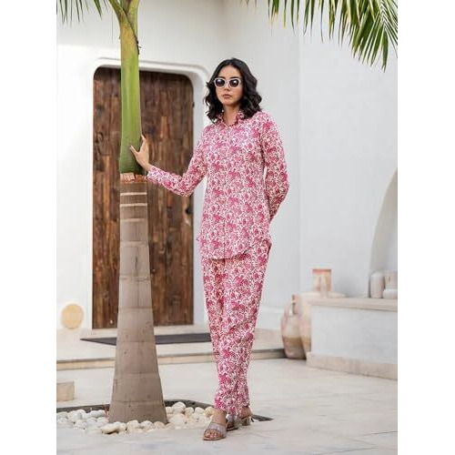 Kurta Set for Women || Women Kurta Set || 2pic Kurta for Women || Women coords Set (in, Alpha, M, Pink)