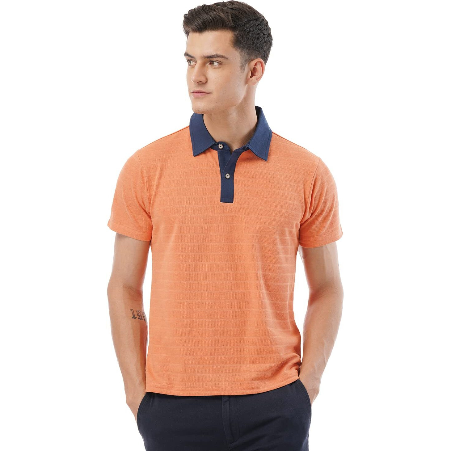 FYLTR Men's Solid Regular Fit Polo Shirt (FYLSS23MP-009_Peach Perfect XL)