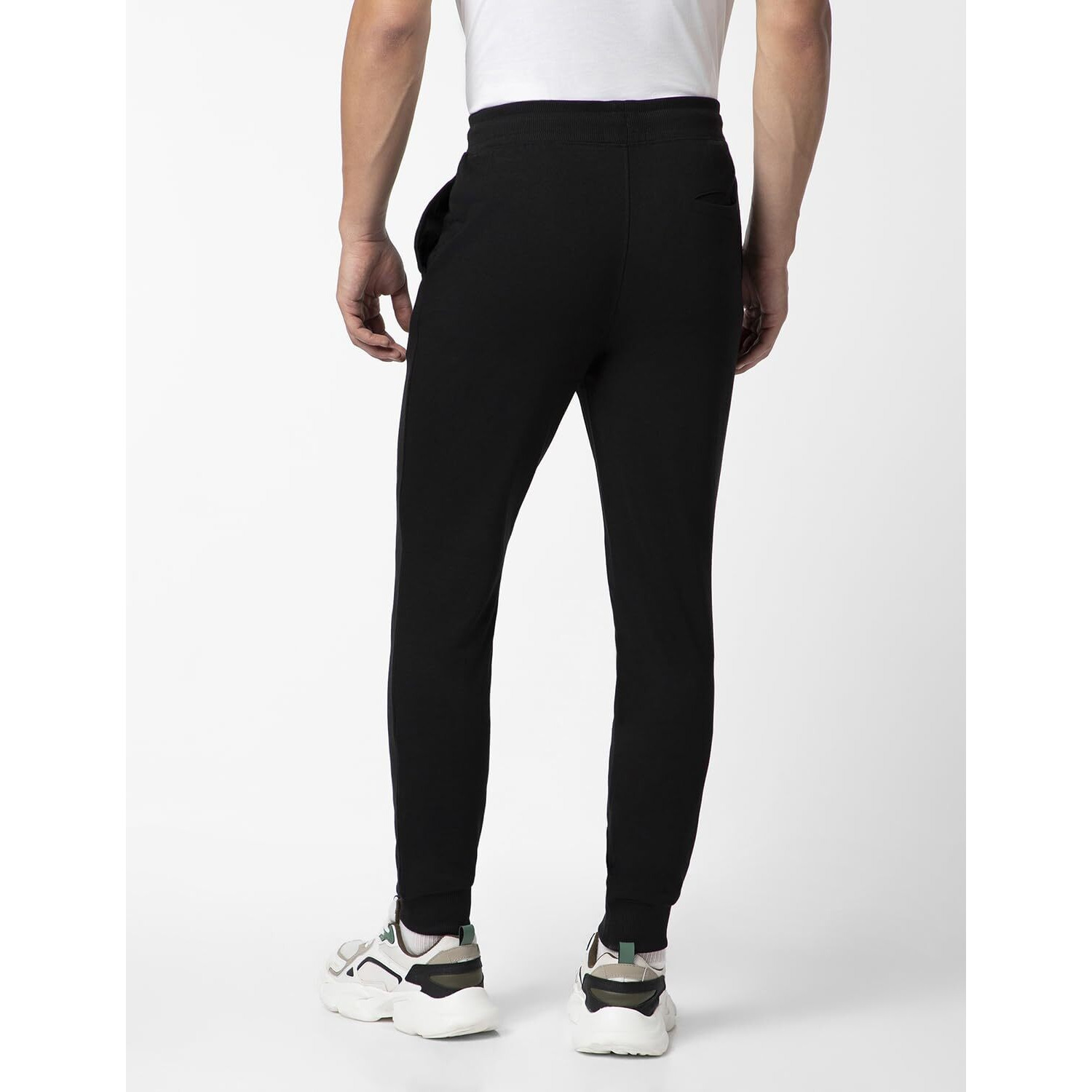 FYLTR Men's Casual Joggers with Pintuck Design - Elasticated Waist with Drawstring | Welt Back Pocket | Solid Color