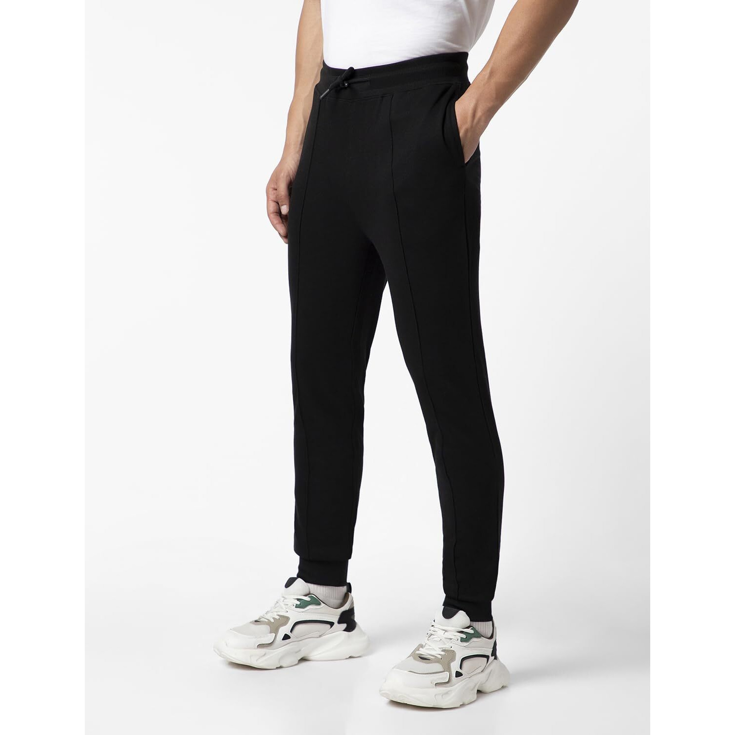FYLTR Men's Casual Joggers with Pintuck Design - Elasticated Waist with Drawstring | Welt Back Pocket | Solid Color