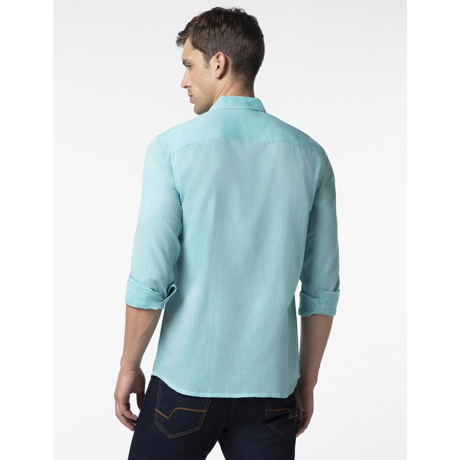 FYLTR Men's Solid Regular Fit Shirt (FYLSS23MS-015_Sea Spray