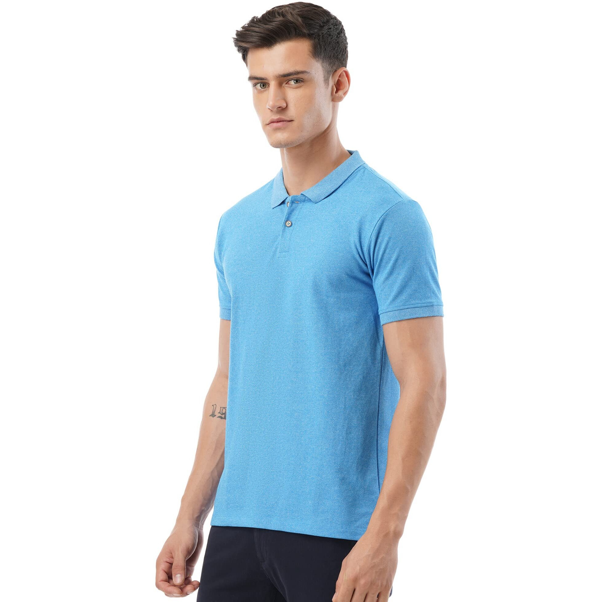 FYLTR Men's Solid Regular Fit Polo Shirt (FYLSS23MP-008_You Blue L)