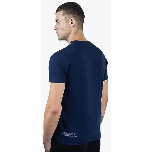REVOLT Solid Slim Fit Men's Casual Round Neck 100% Cotton T-Shirt-Shoulder Print (Mood Indigo, M) (REVSS23-TEE-003