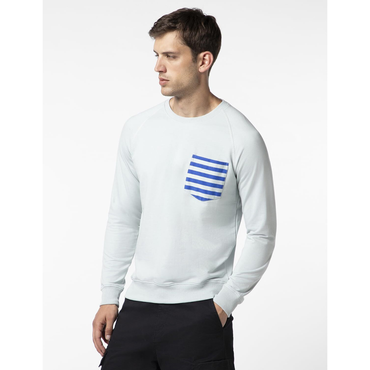 FYLTR Men's Casual Raglan Sleeve Sweatshirt with Pocket Detail - Full Sleeve | Rib Hem & Cuff | Casual Winterwear for Men