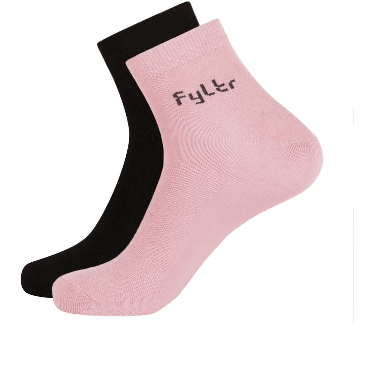 FYLTR Men's Cotton Blend Ankle Length Socks Solid Color | Pack Of 2 | Anti-Microbial | Anti-Odor (Berry Cherry-Grey-Tastic), Pink,Black
