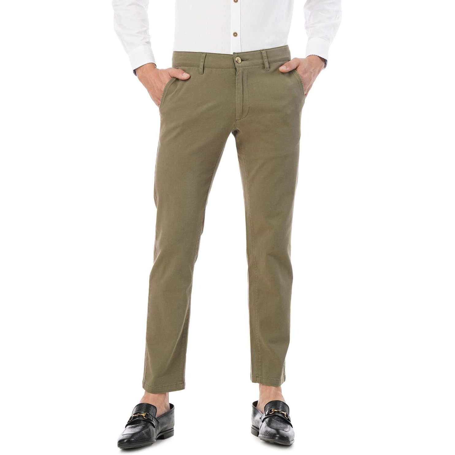 FYLTR Men's Regular Khakis (FYLSS23MK-004_Mythical Olive_28)