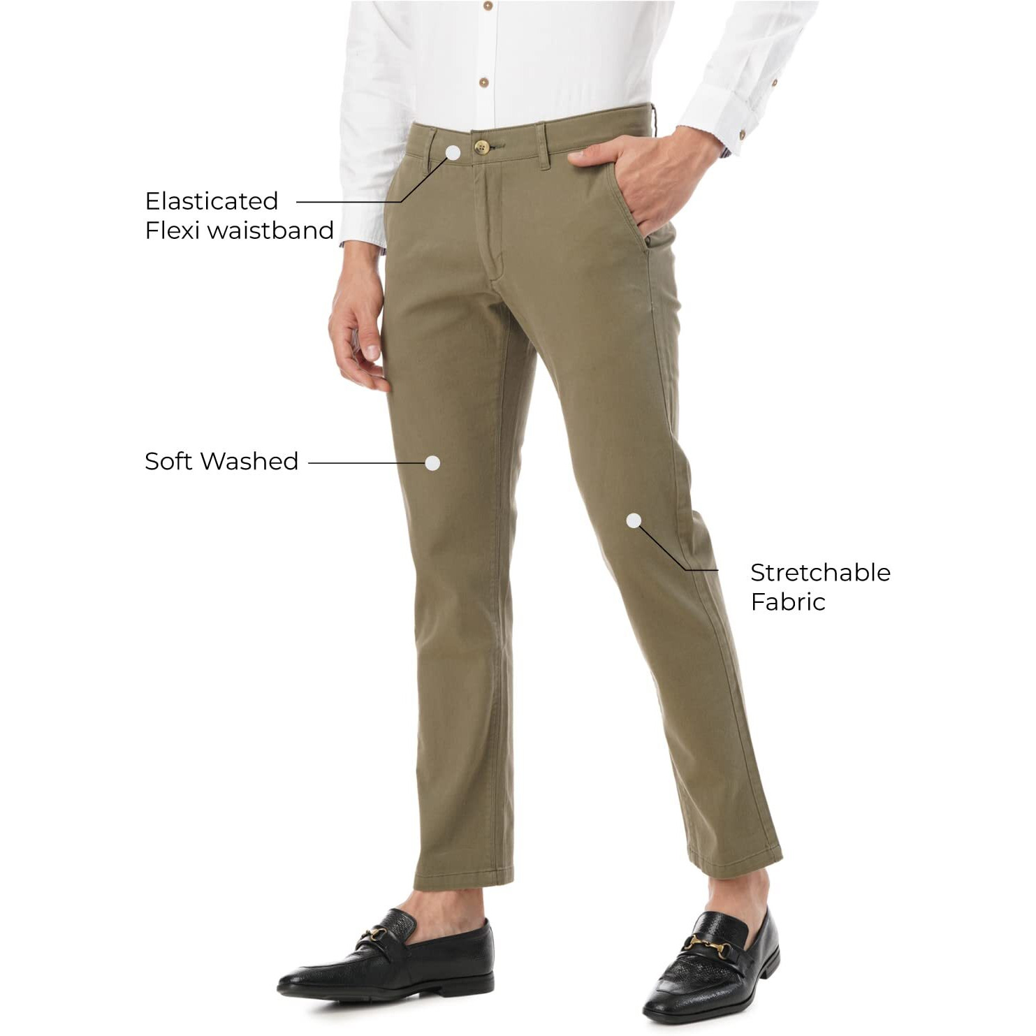 FYLTR Men's Regular Khakis (FYLSS23MK-004_Mythical Olive_28)