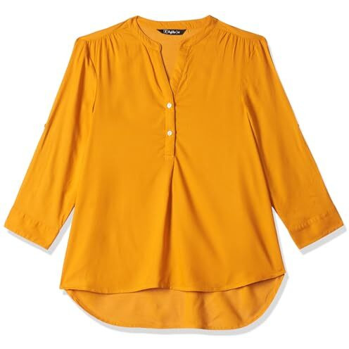 FYLTR Women's Regular Fit Blouse (FYLAW23WB-002_Spicy Mustard