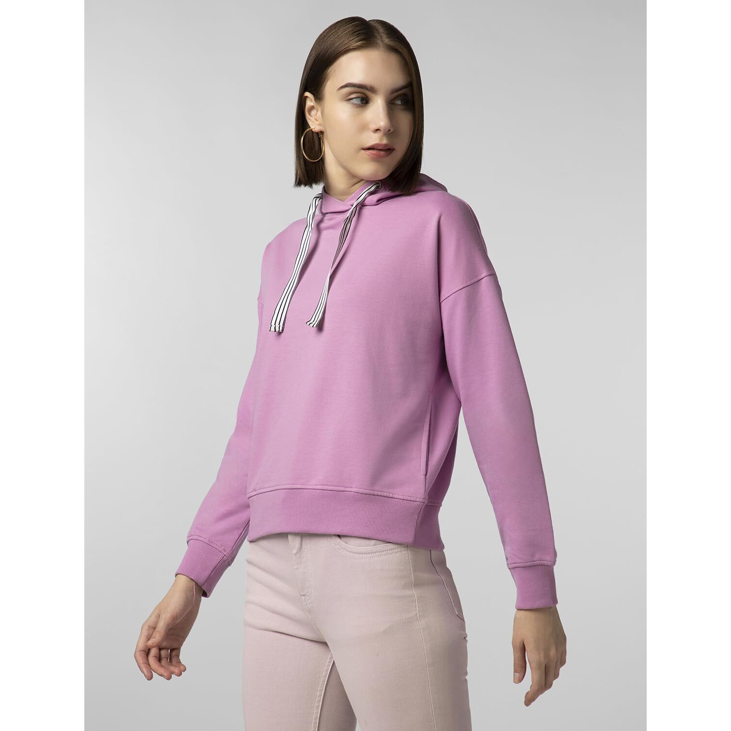 FYLTR Women's Casual Hoodie with Stripe Tape - Rib Hem & Cuff | Drop Shoulder | Casual Winterwear for Women